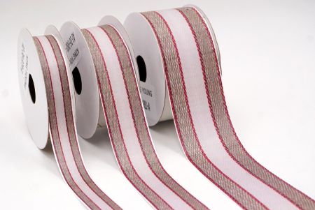 Бежева з червоними смугами плетена стрічка_AI